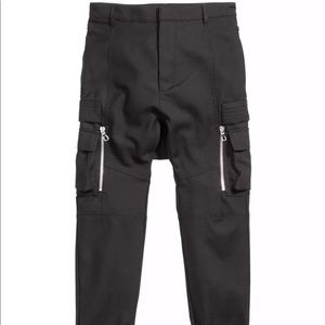 Balmain x HM Drop Crotch Cargo Black Pants